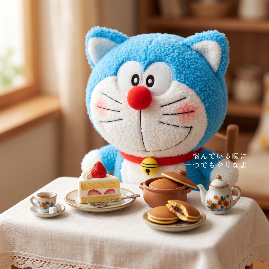 Embroidery Design Love - Urocza pluszowa lalka Doraemon w wersji
