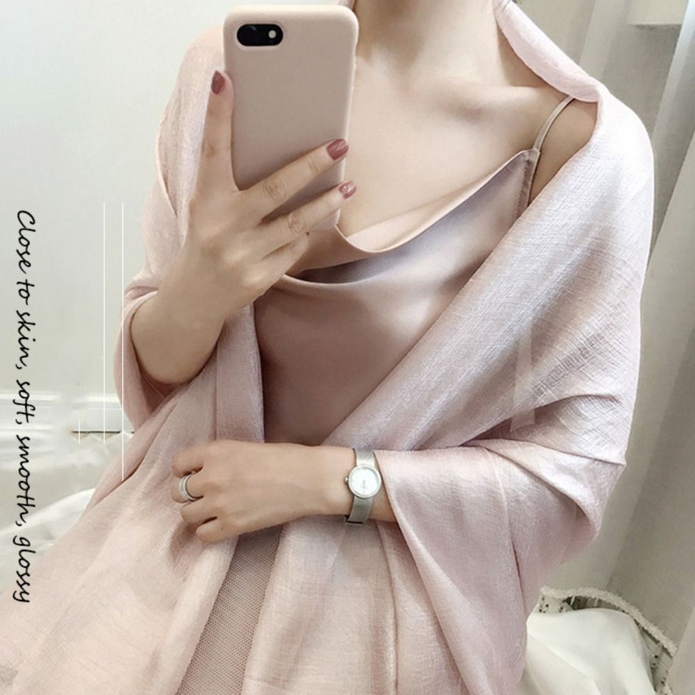 Linen Fabric Natural - Lniane damskie modne gładki szalik w