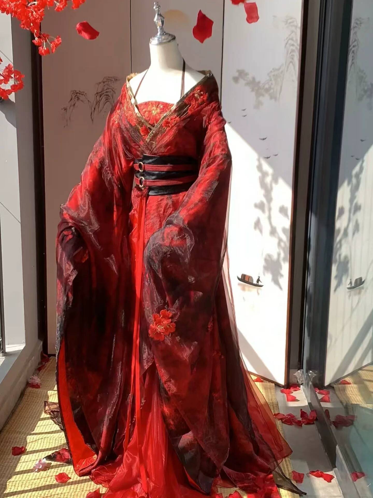 Embroidery Style - Nowy Datura Czerwony Hanfu Damski Styl