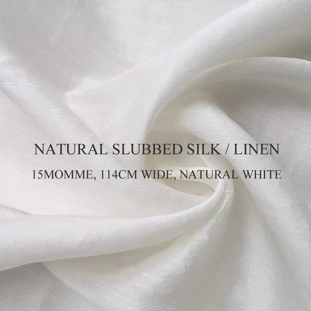 Linen Fabric Natural - Jedwab morwowy z lnu, szerokość 45