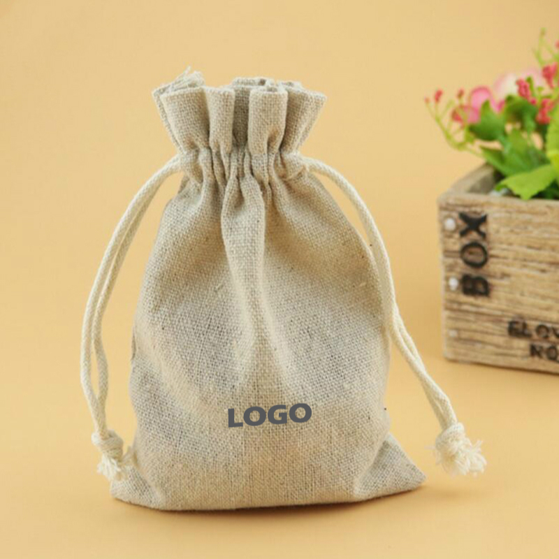 Linen Fabric Natural - 50 szt. Lniane torby ze sznurkiem