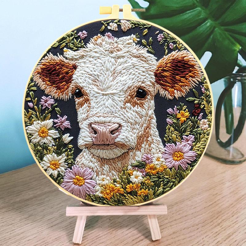 Embroidery Daisy Flower - Zestawy do haftu dla dorosłych Krowa