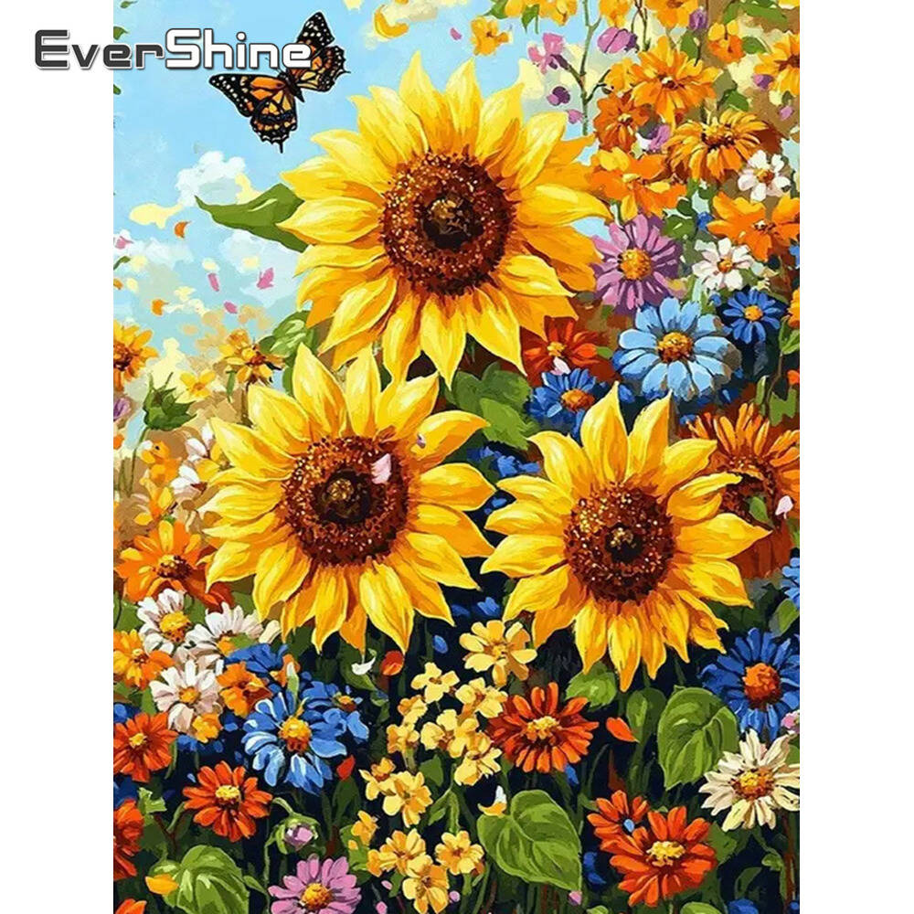 Embroidery Daisy Flower - Diamentowe obrazy Disneya Kwiat Róża Diamentowa