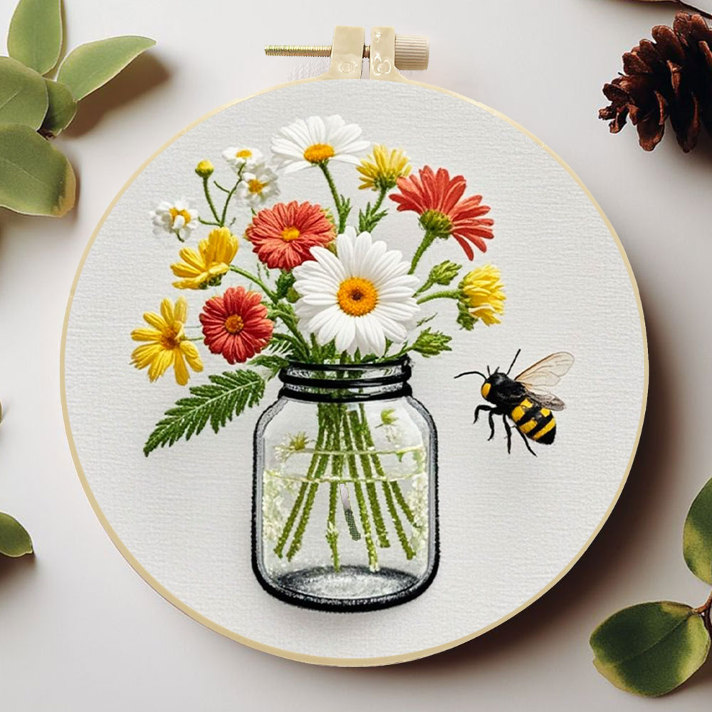 1 SZT. Zestaw do haftu DIY, kw – Embroidery Daisy Flower recenzja i cena