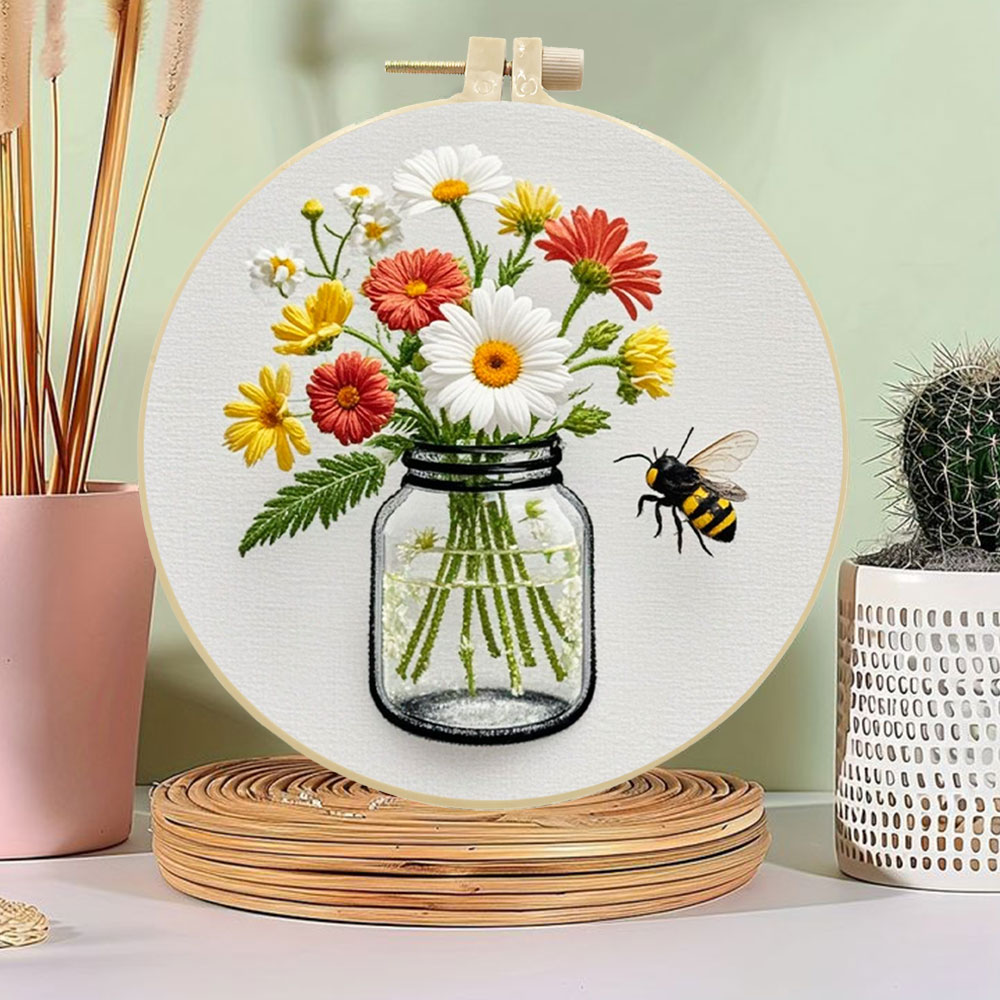 1 SZT. Zestaw do haftu DIY, kw – Embroidery Daisy Flower recenzja i cena