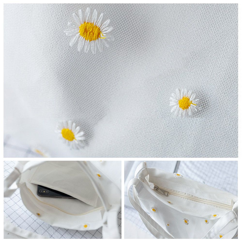 Damskie torby płócienne Dziewc – Embroidery Daisy Flower recenzja i cena