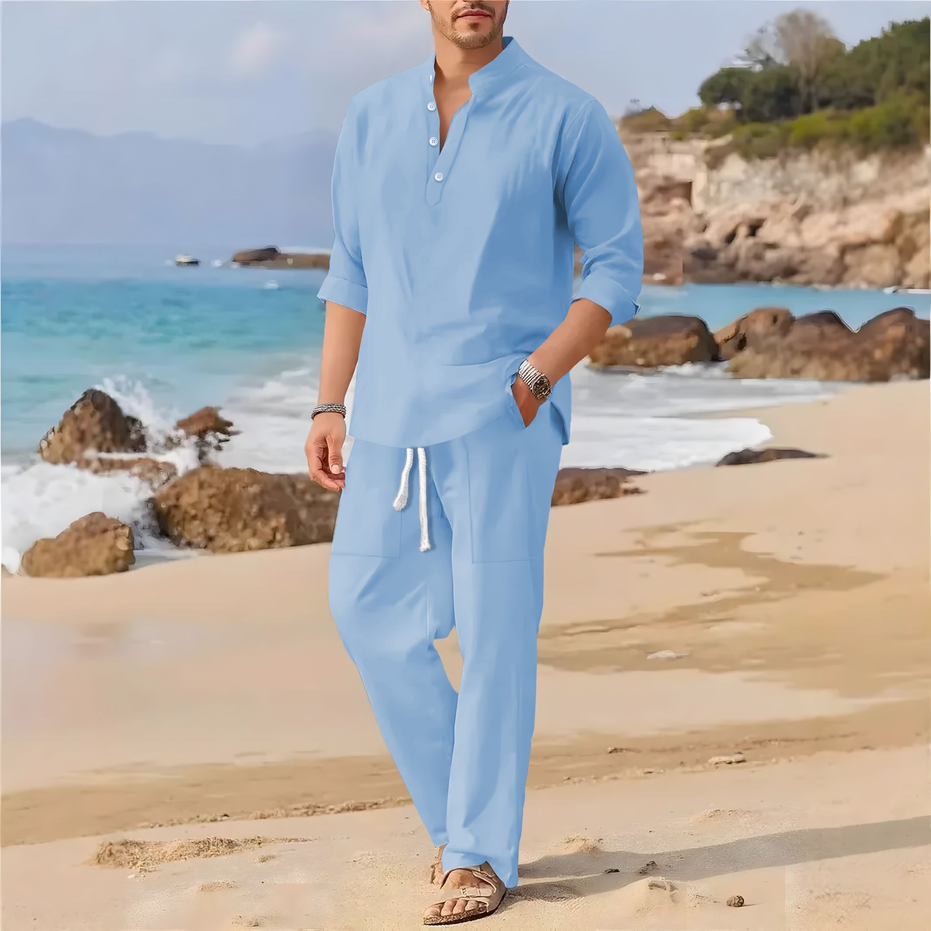 Męski retro garnitur z bawełny – Linen Fabric Natural recenzja i cena