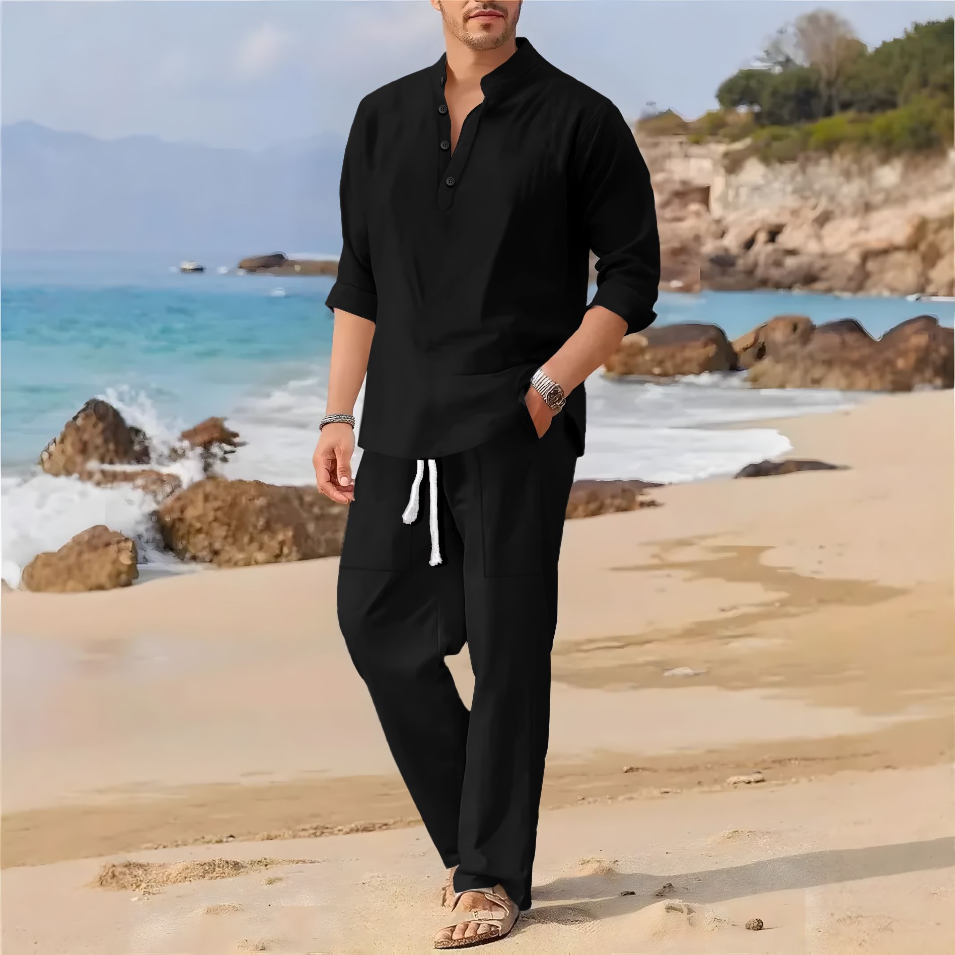 Męski retro garnitur z bawełny – Linen Fabric Natural recenzja i cena