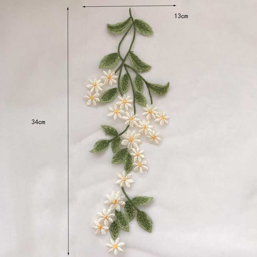 1 para zielony liść stokrotka  – Embroidery Daisy Flower recenzja i cena