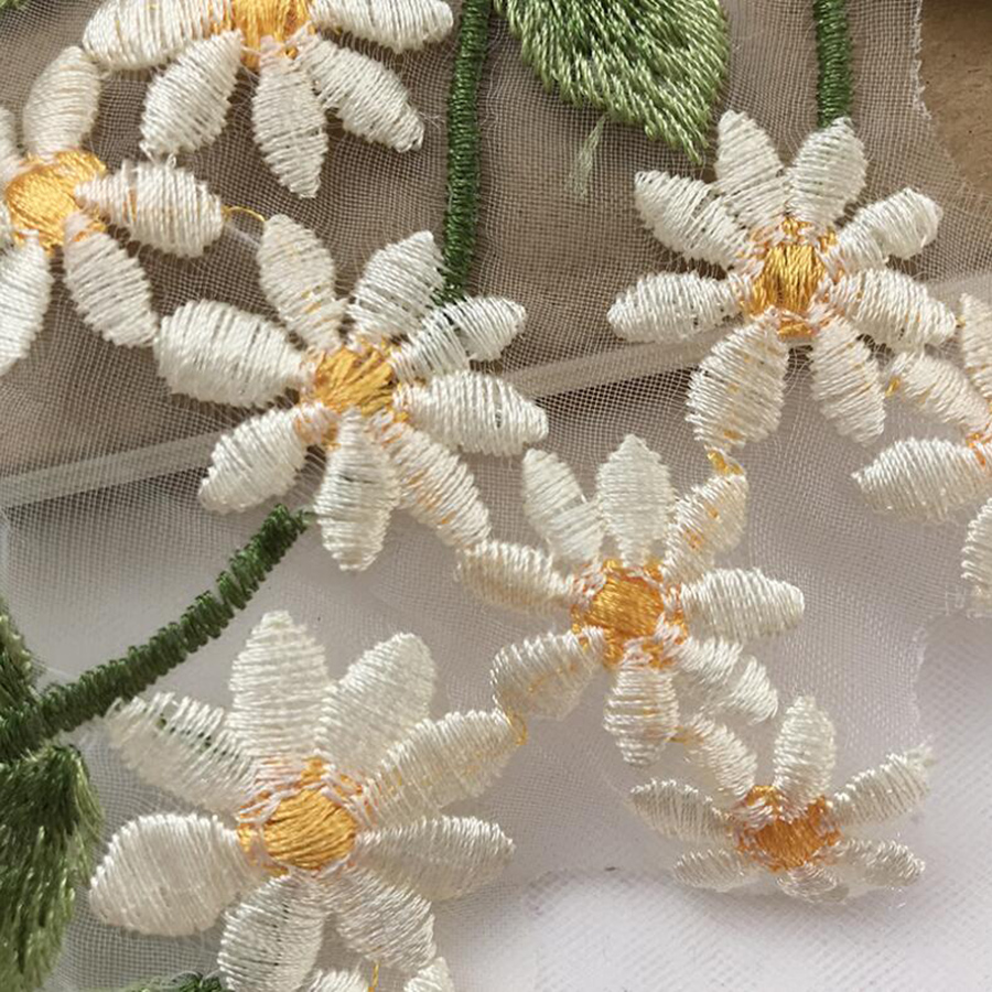 1 para zielony liść stokrotka  – Embroidery Daisy Flower recenzja i cena