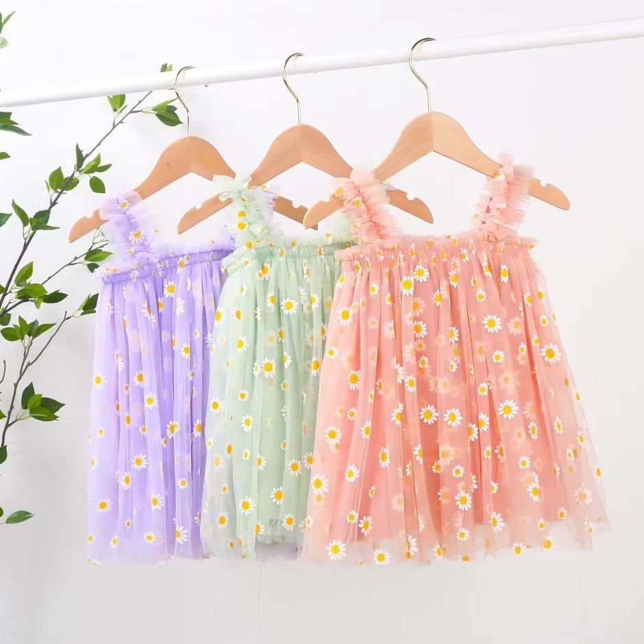 Sukienka z tiulu dla małych dz – Embroidery Daisy Flower recenzja i cena